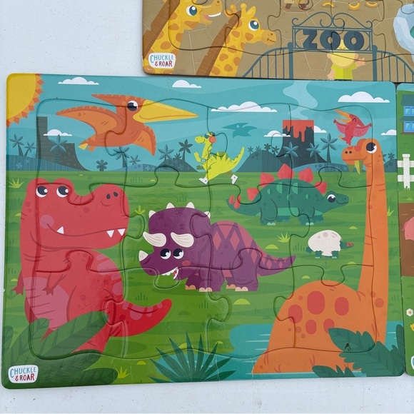 Chuckle & Roar’s Animal Colorful Zoo Animal Puzzles Set of 3 - Picture 2 of 5